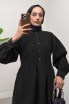Yarım Düğmeli Tesettür Elbise 2247 - SİYAH