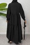 Yarım Düğmeli Tesettür Elbise 2247 - SİYAH