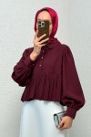 Etek Ucu Pliseli Gömlek 2248 - BORDO
