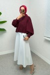 Etek Ucu Pliseli Gömlek 2248 - BORDO