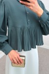 Etek Ucu Pliseli Gömlek 2248 - ÇAĞLA YEŞİLİ