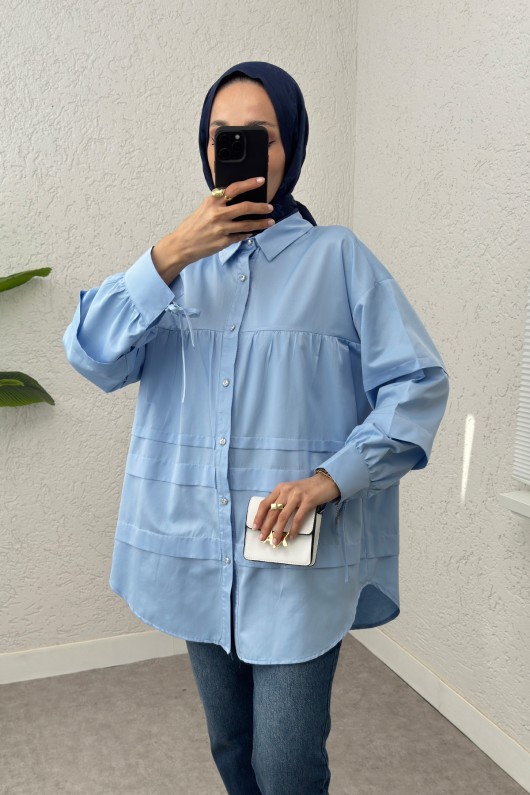 Double Kat Detaylı Tunik 2250 - BEBE MAVİSİ
