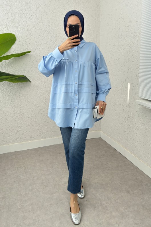 Double Kat Detaylı Tunik 2250 - BEBE MAVİSİ