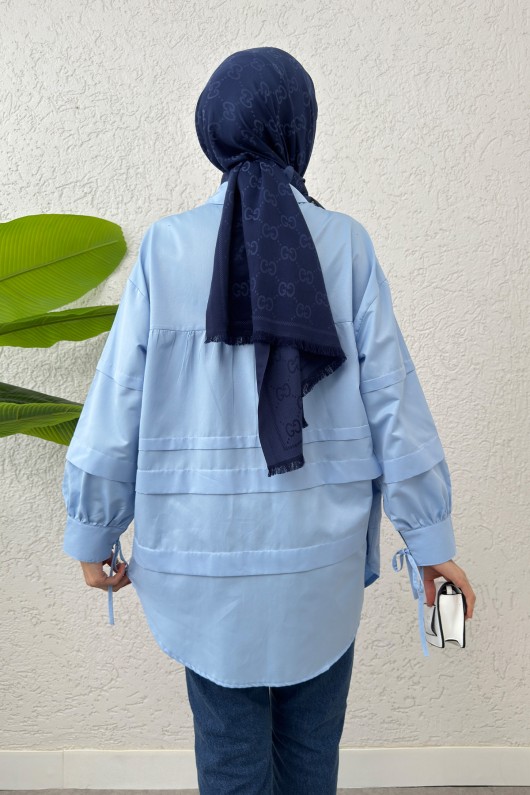 Double Kat Detaylı Tunik 2250 - BEBE MAVİSİ