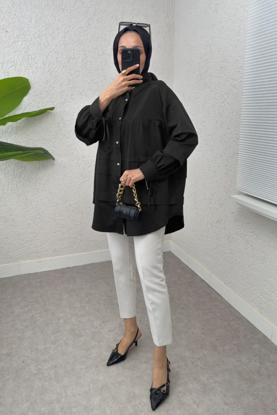 Double Kat Detaylı Tunik 2250 - SİYAH