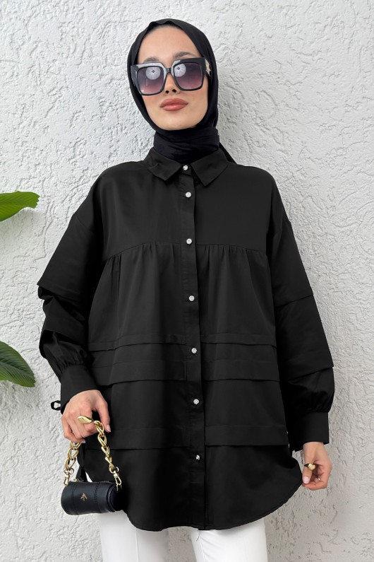 Double Kat Detaylı Tunik 2250 - SİYAH Double Kat Detaylı Tunik 2250 - SİYAH