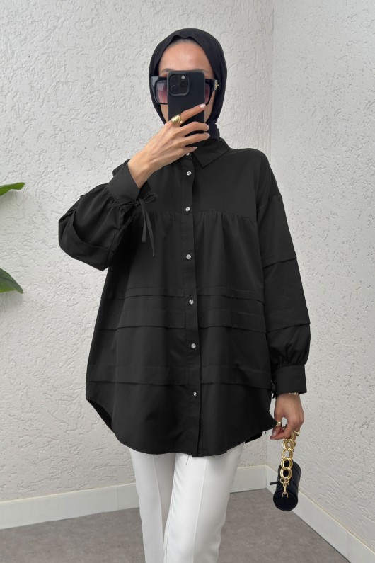 Double Kat Detaylı Tunik 2250 - SİYAH Double Kat Detaylı Tunik 2250 - SİYAH