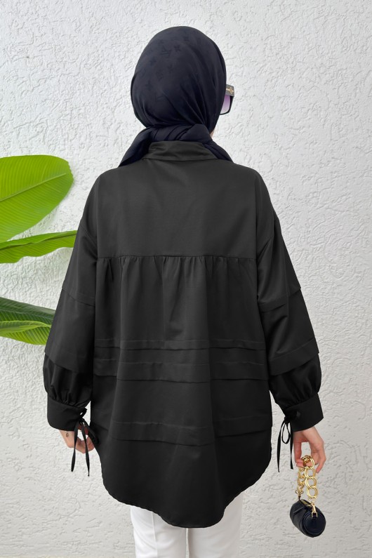 Double Kat Detaylı Tunik 2250 - SİYAH Double Kat Detaylı Tunik 2250 - SİYAH