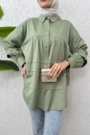 Double Kat Detaylı Tunik 2250 - MİNT YEŞİLİ