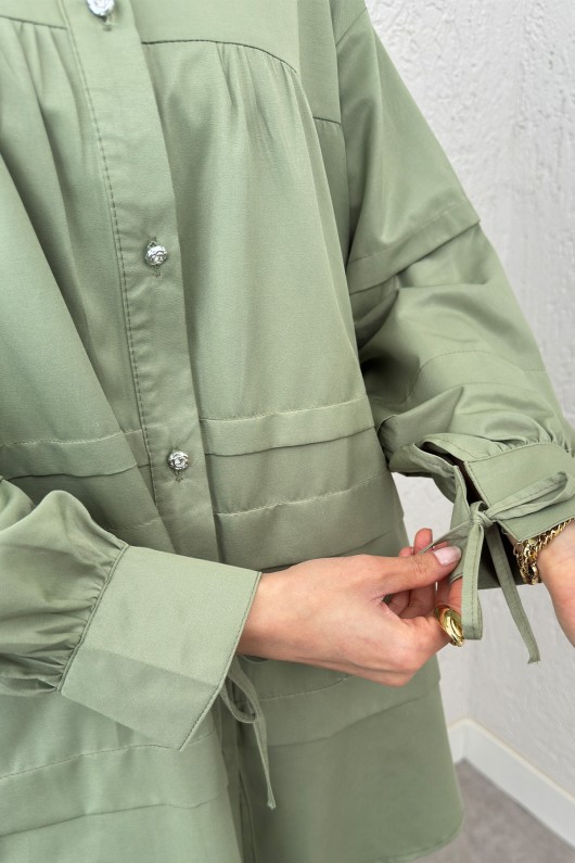 Double Kat Detaylı Tunik 2250 - MİNT YEŞİLİ