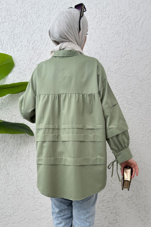 Double Kat Detaylı Tunik 2250 - MİNT YEŞİLİ