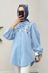 Hakim Yaka Nakışlı Gömlek 2251 - BEBE MAVİSİ