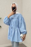 Büzgülü Bağcıklı Tunik 2252 - BEBE MAVİSİ