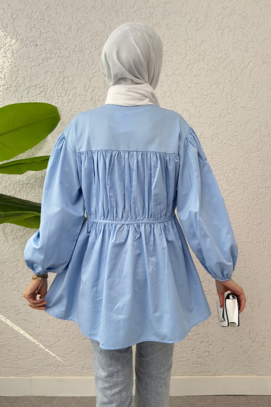 Büzgülü Bağcıklı Tunik 2252 - BEBE MAVİSİ