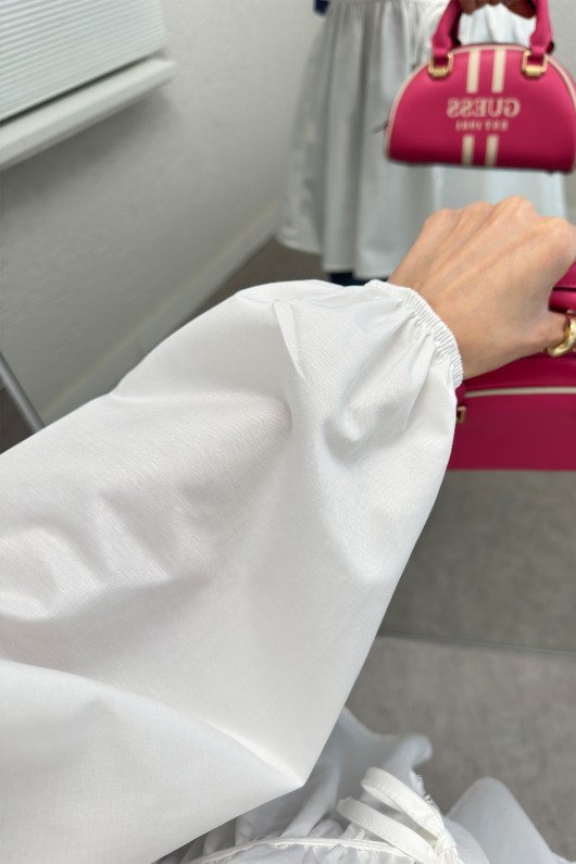 Büzgülü Bağcıklı Tunik 2252 - BEYAZ