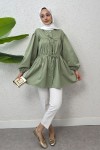 Büzgülü Bağcıklı Tunik 2252 - HAKİ Büzgülü Bağcıklı Tunik 2252 - HAKİ