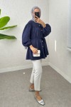 Büzgülü Bağcıklı Tunik 2252 - LACİVERT