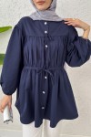 Büzgülü Bağcıklı Tunik 2252 - LACİVERT