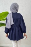 Büzgülü Bağcıklı Tunik 2252 - LACİVERT