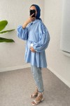 Dantel Detaylı Balon Kol Tunik 2253 - BEBE MAVİSİ