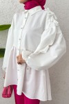 Dantel Detaylı Balon Kol Tunik 2253 - BEYAZ