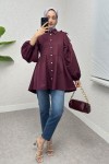 Dantel Detaylı Balon Kol Tunik 2253 - BORDO