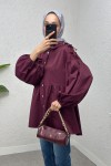 Dantel Detaylı Balon Kol Tunik 2253 - BORDO