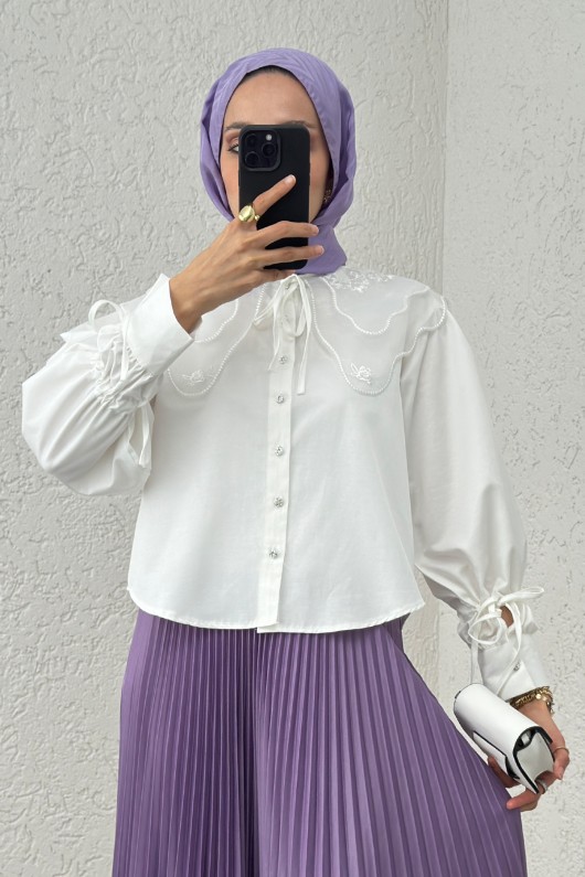 Bebe Yaka Kısa Gömlek 2254 - BEYAZ