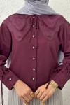 Bebe Yaka Kısa Gömlek 2254 - BORDO