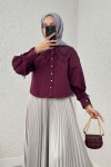 Bebe Yaka Kısa Gömlek 2254 - BORDO