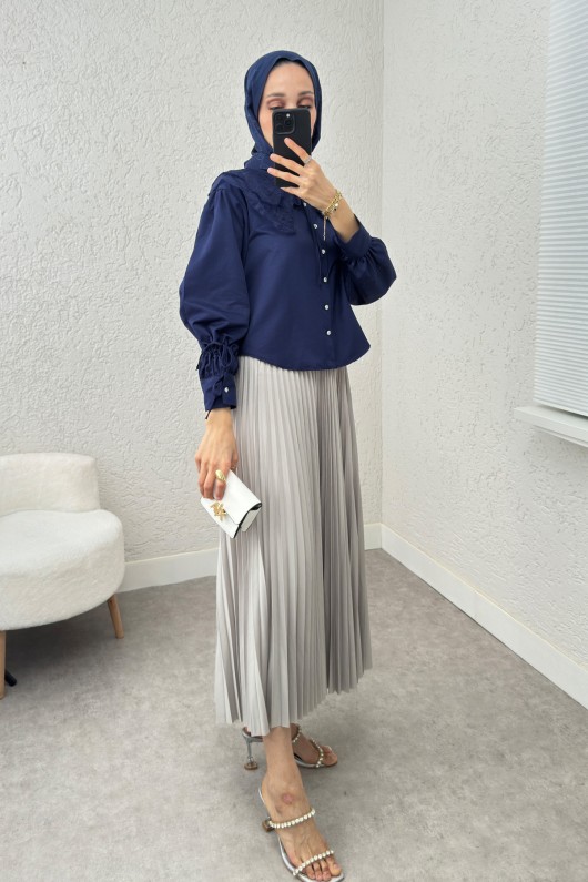 Bebe Yaka Kısa Gömlek 2254 - LACİVERT