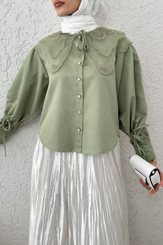 Bebe Yaka Kısa Gömlek 2254 - MİNT YEŞİLİ