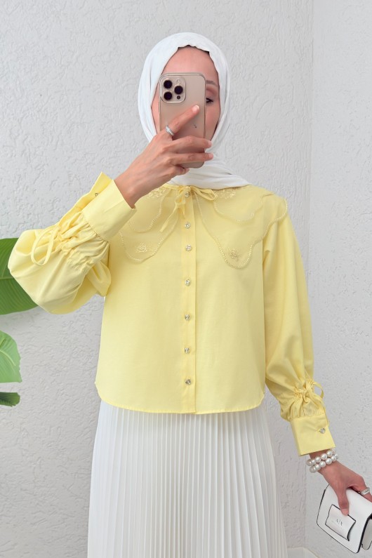 Bebe Yaka Kısa Gömlek 2254 - SARI