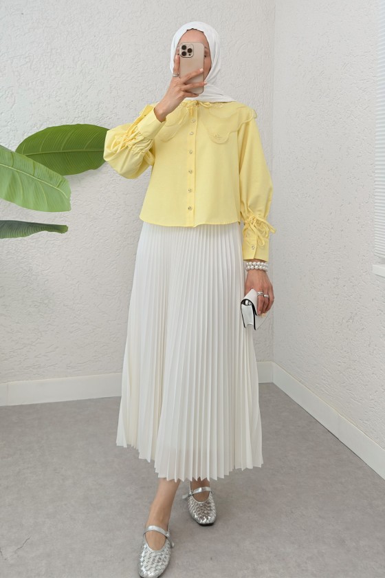 Bebe Yaka Kısa Gömlek 2254 - SARI