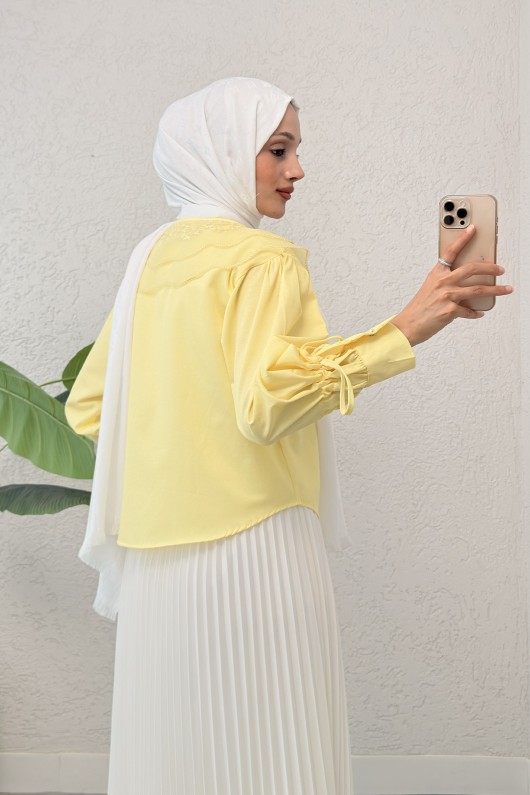 Bebe Yaka Kısa Gömlek 2254 - SARI
