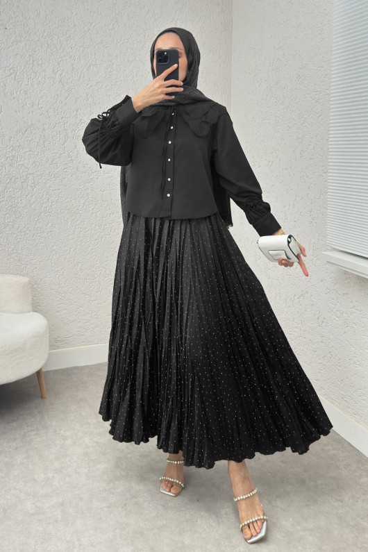 Bebe Yaka Kısa Gömlek 2254 - SİYAH