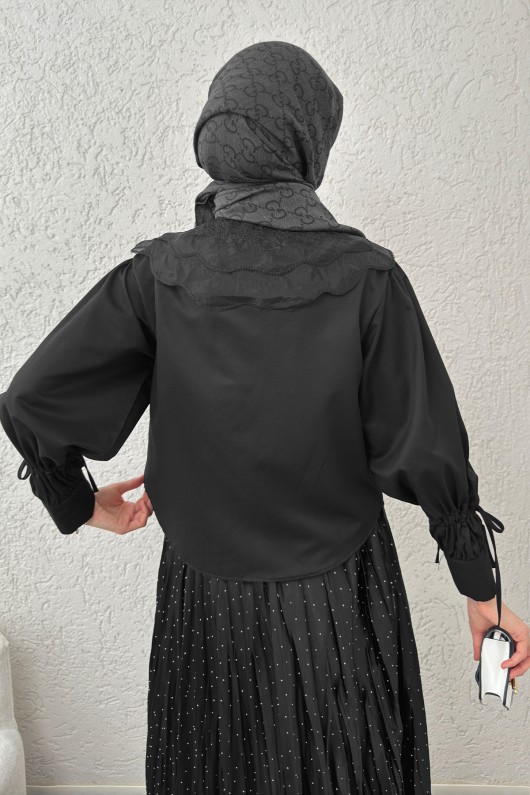 Bebe Yaka Kısa Gömlek 2254 - SİYAH