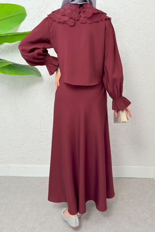 Bebe Yaka Etek Takım 2255 - BORDO Bebe Yaka Etek Takım 2255 - BORDO