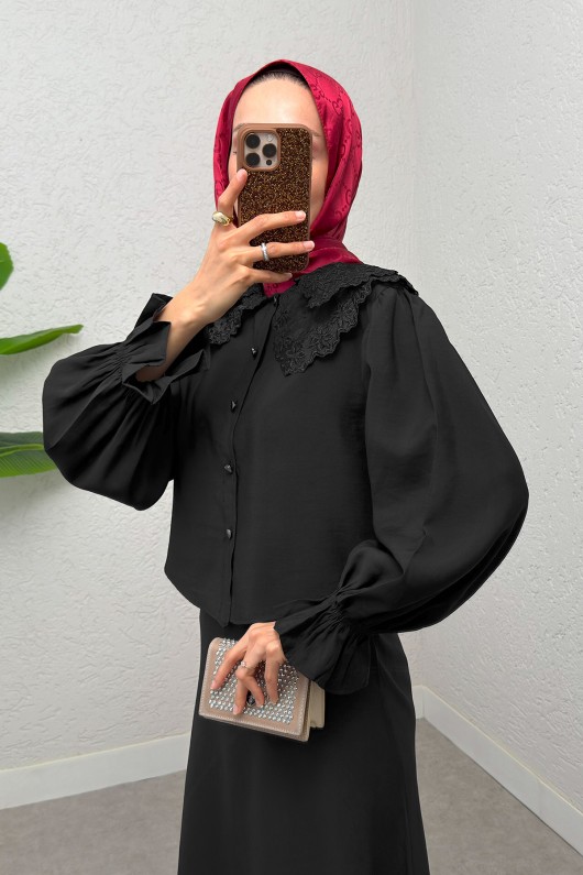 Bebe Yaka Etek Takım 2255 - SİYAH