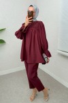 Önü Çımalı Tesettür Takım 2257 - BORDO