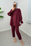 Önü Çımalı Tesettür Takım 2257 - BORDO