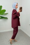 Önü Çımalı Tesettür Takım 2257 - BORDO