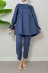 Önü Çımalı Tesettür Takım 2257 - İNDİGO