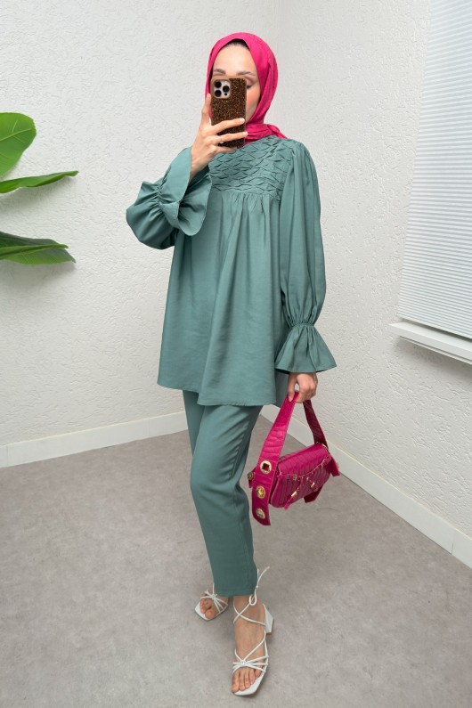Önü Çımalı Tesettür Takım 2257 - MİNT YEŞİLİ Önü Çımalı Tesettür Takım 2257 - MİNT YEŞİLİ