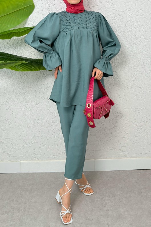 Önü Çımalı Tesettür Takım 2257 - MİNT YEŞİLİ Önü Çımalı Tesettür Takım 2257 - MİNT YEŞİLİ