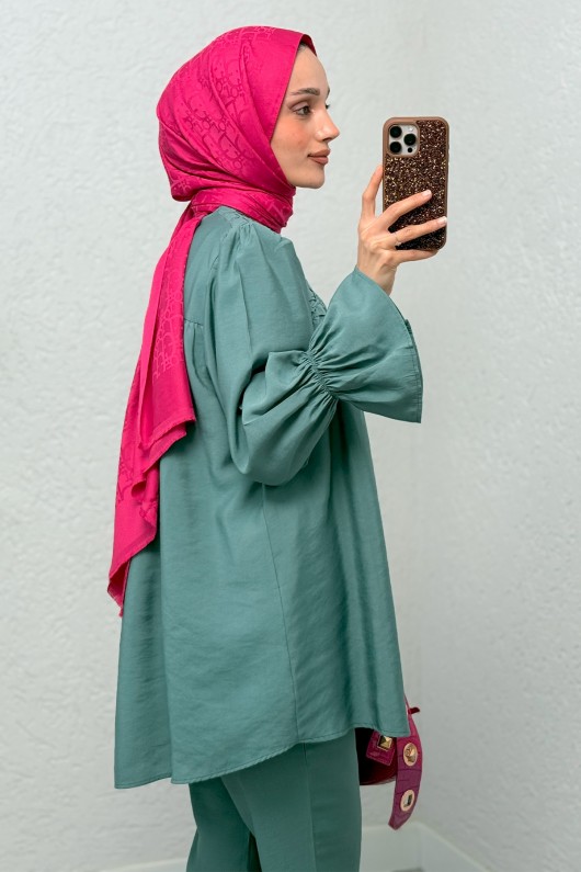 Önü Çımalı Tesettür Takım 2257 - MİNT YEŞİLİ Önü Çımalı Tesettür Takım 2257 - MİNT YEŞİLİ