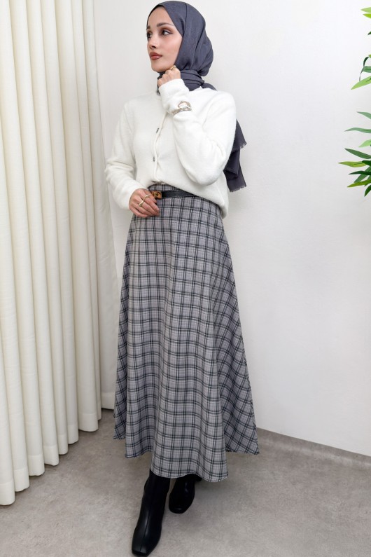 Ekose Desenli Etek 2261 - ANTRASİT