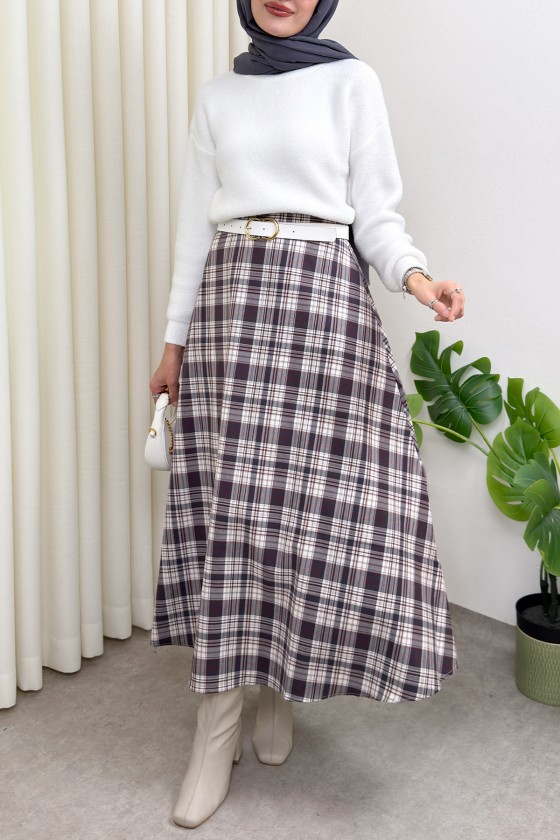 Ekose Desenli Etek 2261 - LACİVERT