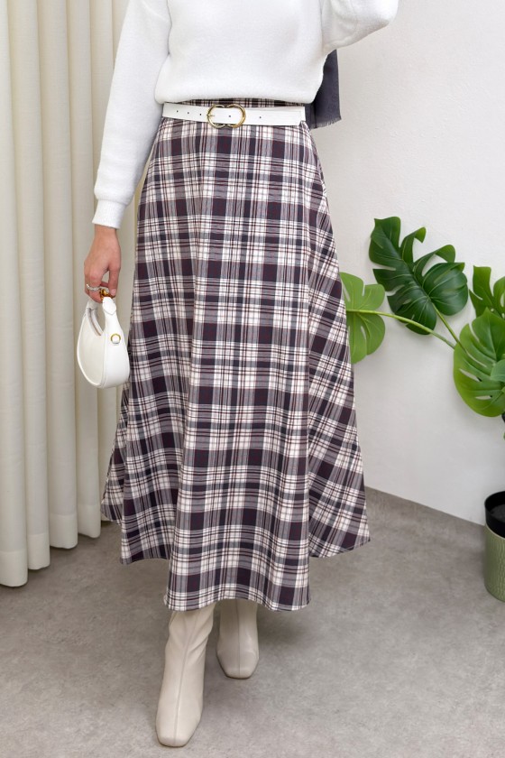 Ekose Desenli Etek 2261 - LACİVERT