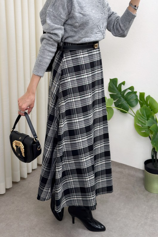 Ekose Desenli Etek 2261 - SİYAH 